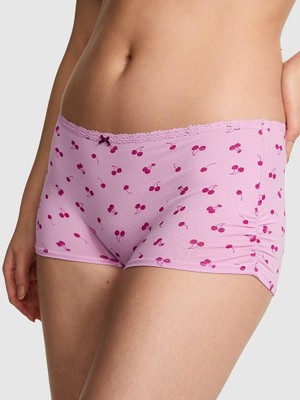 Pink Pamuklu Boyshort Külot - Pembe Kirazlı