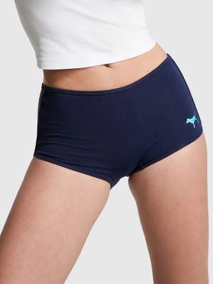 Pink Logolu Pamuklu Boyshort Külot - Gece Yarısı Laciverti