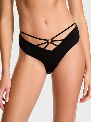 Very Sexy Halka Detaylı Arkası Açık Cheeky Külot - Siyah