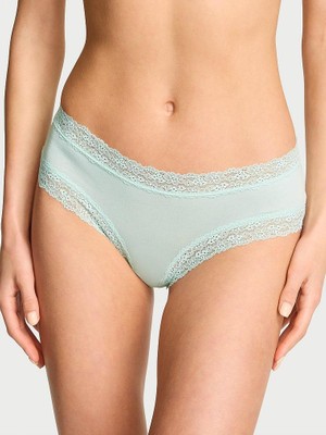 Lace Trim Pamuklu Dantel Detaylı Cheeky Külot - (Tek Renk)