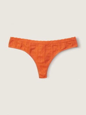 Pink Yumuşak Seamless Pointelle Tanga Külot - Füme Turuncu