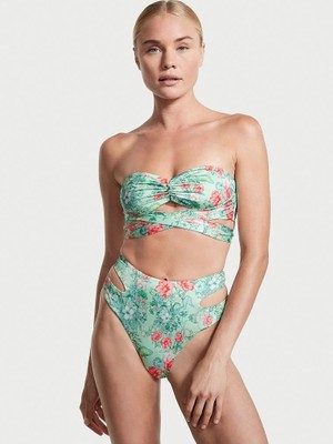 Victoria's Secret Cutout Detaylı Yüksek Bel Cheeky Bikini Altı - Kelebekli Çiçek Desenli
