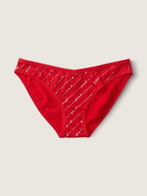 Pink Pamuklu Bikini Külot - Kırmızı Biber Baskılı