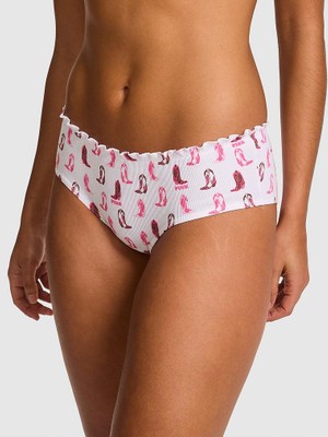Pink Pamuklu Arkadan Bağlamalı Cheeky Külot - Baskılı