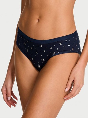 Victoria's Secret Esnek Pamuklu Hiphugger Külot - Lacivert Metalik Baskılı