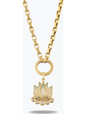 Goldium Jewellery Altın Mavi Lotus Charm Kolye