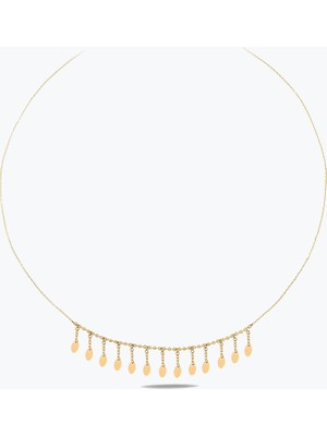 Goldium Jewellery Top Zincir Detay Oval Pullu Shakira Kolye