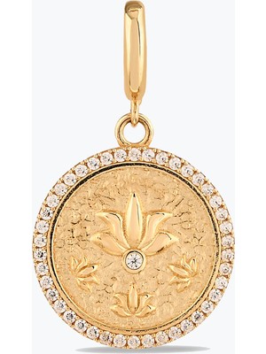 Goldium Jewellery Taş Detay Lotus Charm