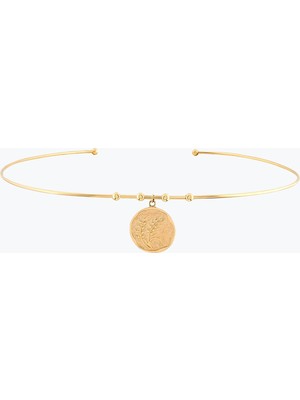 Goldium Jewellery Başak Damga Uçlu Tel Choker