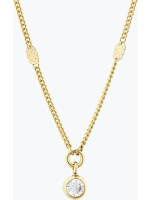 Goldium Jewellery Yuvarlak Taşlı Aynalı Zincir Choker
