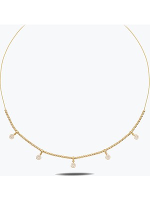 Goldium Jewellery Mineli Taş Detay Yarım Kolye