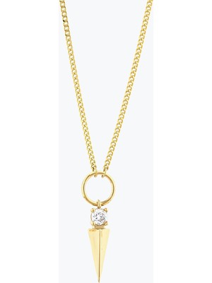 Goldium Jewellery Kare Taşlı Uzun Piramidik Ince Gurmet Zincir Halkalı Kolye