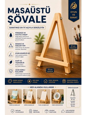 O&S Mini Masaüstü Şövale, Hafif ve Taşınabilir Resim Sehpası