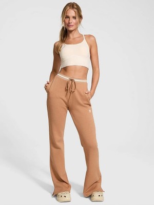Pink Ivy Polar Yırtmaçlı Geniş Paça Eşofman Altı - Şekerleme