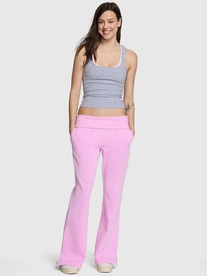 Pink Beli Katlanabilen Ispanyol Paça Eşofman Altı - (Tek Renk)
