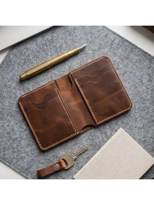 Parla Leather Tartus El Yapımı Hakiki Gerçek Deri Erkek Klasik Taba Renk Cüzdan