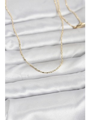 Pileli Store  cm 14K Gold Renk Parçalı Topçuk Model 60 cm Kadın Kolye TG27BKO10948