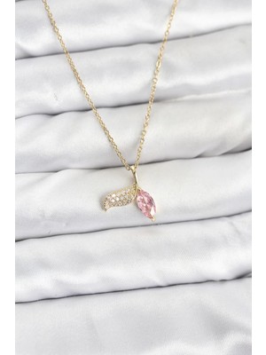 Pileli Store  316L Çelik Zincir Gold Renk Balık Kuyruğu Model Zirkon Taşlı Kadın Kolye TG27BKO10857