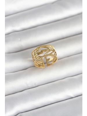 Pileli Store  316L Çelik Gold Renk Başak Model Kadın Yüzük TG27BYK4182