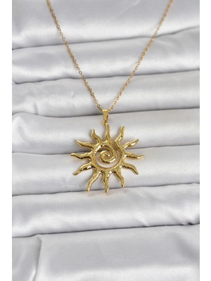 Pileli Store  316L Çelik Gold Renk Bohem Güneş Model Kadın Kolye TG27BKO11047