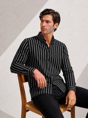 Classics Men Reeport Uzun Kol Slim Fit Erkek Çizgili Gömlek - 7642