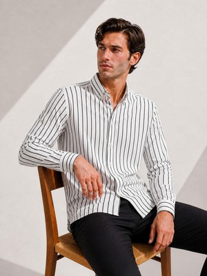 Classics Men Reeport Uzun Kol Slim Fit Erkek Çizgili Gömlek - 7642