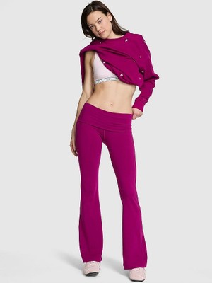 Pink All-Day Beli Katlanabilen Ispanyol Paça Tayt - Koyu Fuşya