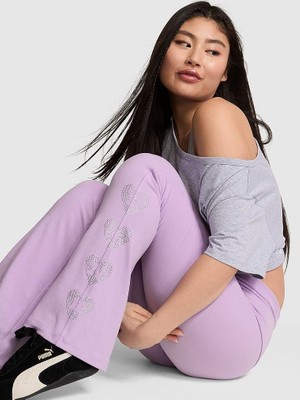 Pink Beli Katlanabilen Ispanyol Paça Tayt - Açık Mor