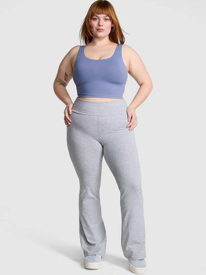 Pink All-Day Beli Katlanabilen Pamuklu Ispanyol Paça Tayt - Açık Kırçıllı Gri