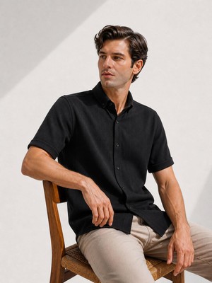 Classics Men Reeport Likralı Kısa Kol Slim Fit Çizgili Gömlek - 7640