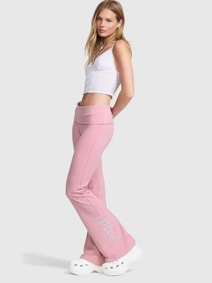 Pink All-Day Beli Katlanabilen Ispanyol Paça Tayt - (Tek Renk)