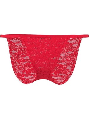 Pink Dantelli Bikini Külotu - Biber Kırmızısı