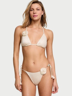 Victoria's Secret Swim Rosette Işıltılı Askılı Cheeky Bikini Altı - Beyaz