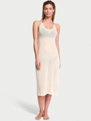 Victoria's Secret Swim Beachwear Örme Midi Elbise - Beyaz