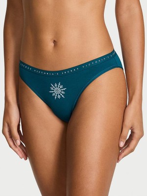 Victoria's Secret Esnek Pamuklu Bikini Külot - Mavi/kar Tanesi