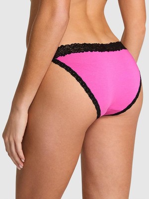 Pink Dantelli Pamuklu Bikini Külot - (Tek Renk)