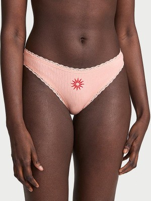 The Lacie Esnek Pamuklu Pointelle Dantelli Bikini Külot - Şeftali