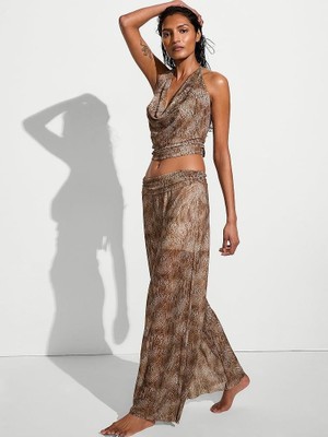 Victoria's Secret Swim Beachwear Beli Katlanabilen Tül Pantolon - Yılan Desenli