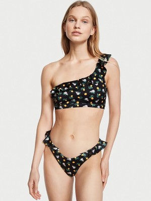 Victoria's Secret Fırfırlı Tek Omuzlu Bikini Üstü - Siyah Limon
