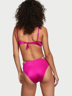Victoria's Secret Swim Işıltılı Askılı Yüksek Bel Cheeky Bikini Altı - Berry Allık