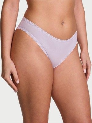 Lace Tri̇m Dantelli Pamuklu Bikini Külot - Uçuk Lila