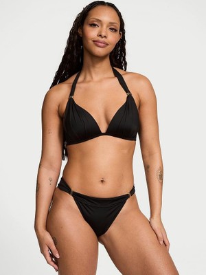 Victoria's Secret Swim Essential Harlow Halter Yaka Push-Up Bikini Üstü - Saf Siyah