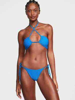 Victoria's Secret Swim Büzgülü Bağlama Detaylı Bikini Üstü - Mavi Şok