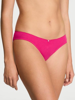 Victoria's Secret Esnek Pamuklu Kalp Dantelli Bikini Külotu - (Tek Renk)