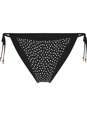 Victoria's Secret Swim Essential Yandan Bağlamalı Ipli Bikini Altı - Siyah Beyaz Puantiyeli