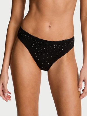 Victoria's Secret Esnek Pamuklu Işıltılı Bikini Külotu - (Tek Renk)