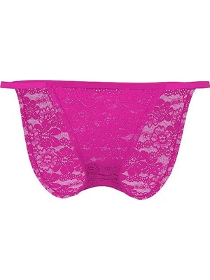 Pink Dantelli Bikini Külotu - (Tek Renk)
