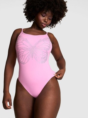 Pink Swim Derin Sırt Dekolteli Mayo - Lolipop Pembesi