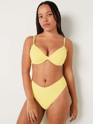Pink Krinkle Yüksek Bel Cheeky Bikini Altı - Sarı Lale