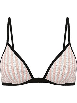 Victoria's Secret Swim Heritage Çizgili Işıltılı Üçgen Bikini Üstü - Ikonik Pembe Çizgili
